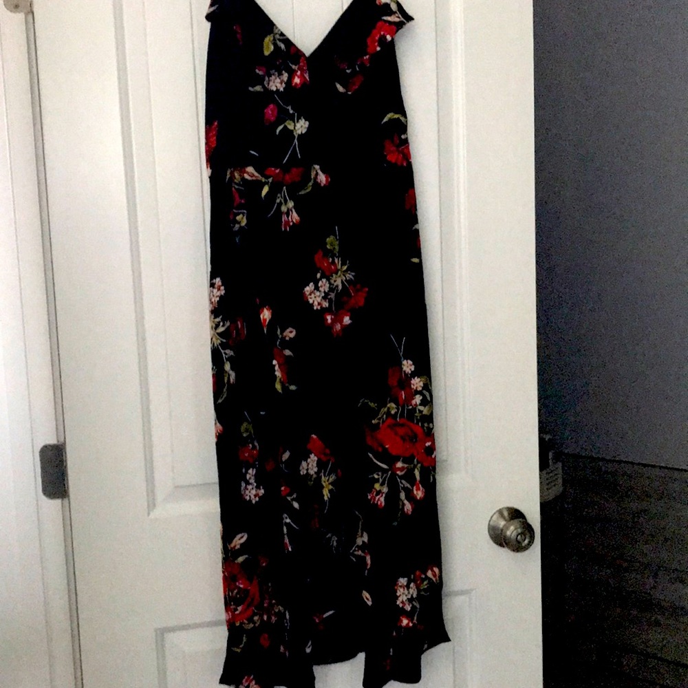 Black w/ Red Flowers Dress w/ High slit and Shorts